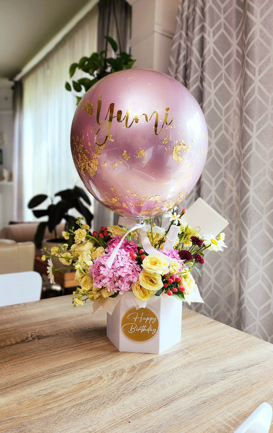Balloon Bubble Bouquet with Fresh Flowers
