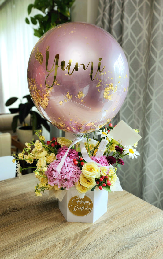 Balloon Bubble Bouquet with Fresh Flowers