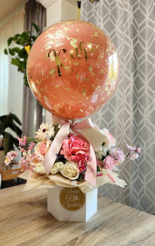 Balloon Bubble Bouquet with Artificial Flowers
